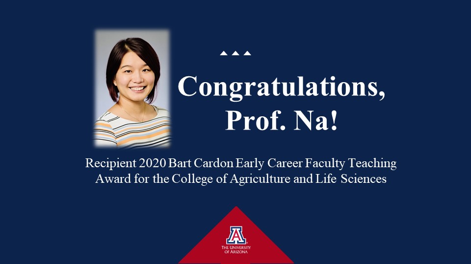 Na Zuo pictured as recipient of Bart Cardon Early Career Faculty Teaching award