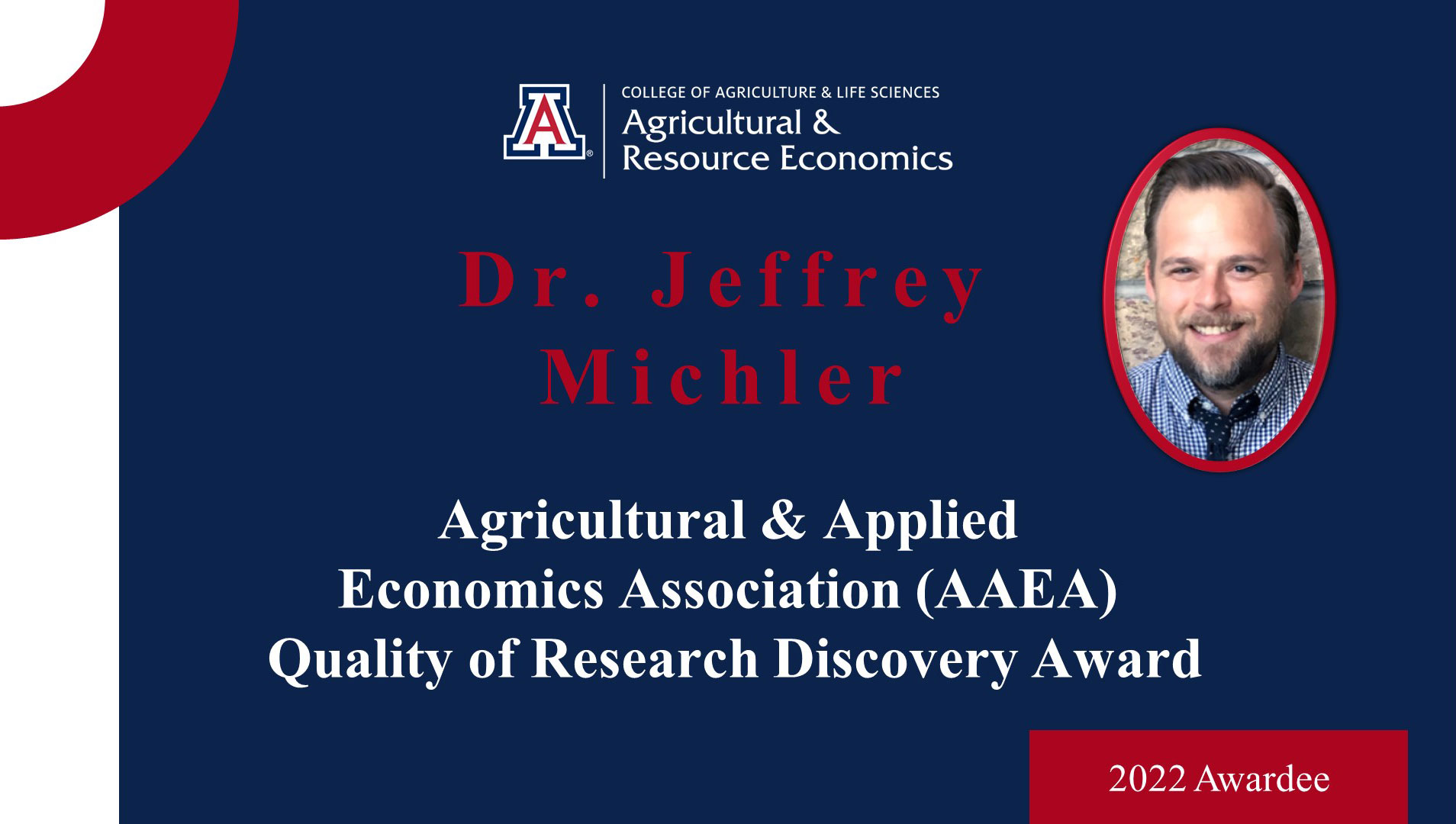 Jeffrey Michler AAEA awardee 2022