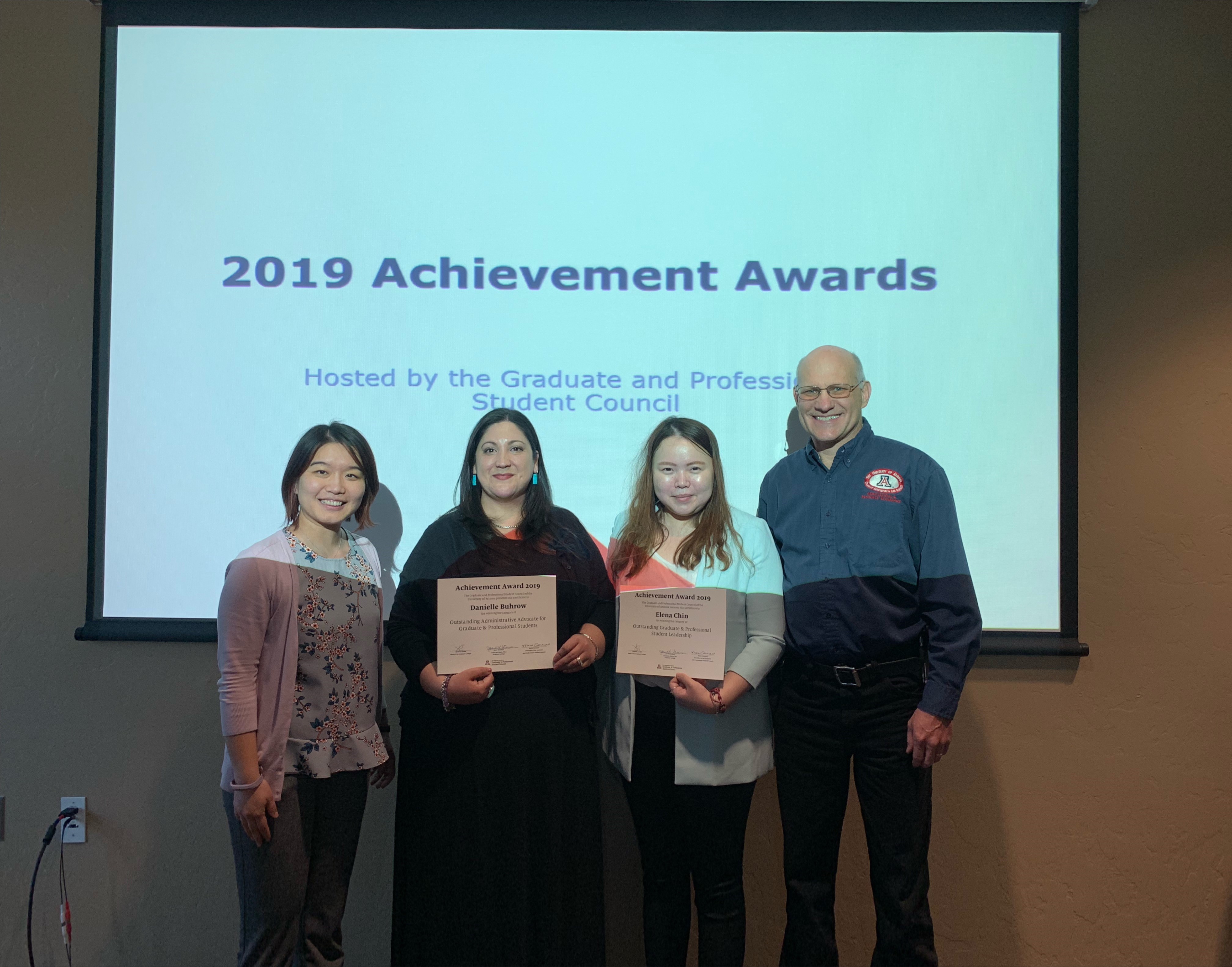 Danielle is pictured with Elena Chin, Na Zuo and Russ Tronstad after receiving award, University of Arizona, Tucson