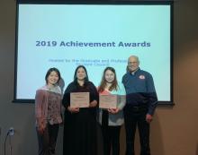 Danielle is pictured w Elena Chin, Na Zuo and Russ Tronstad after receiving award