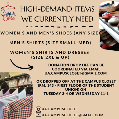 high demand items needed shoes anysize, men shirts small-med, women shirts 2XL and up
