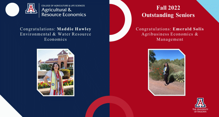 Images of the two Fall 2022 Agricultural & Resource Economics outstanding seniors